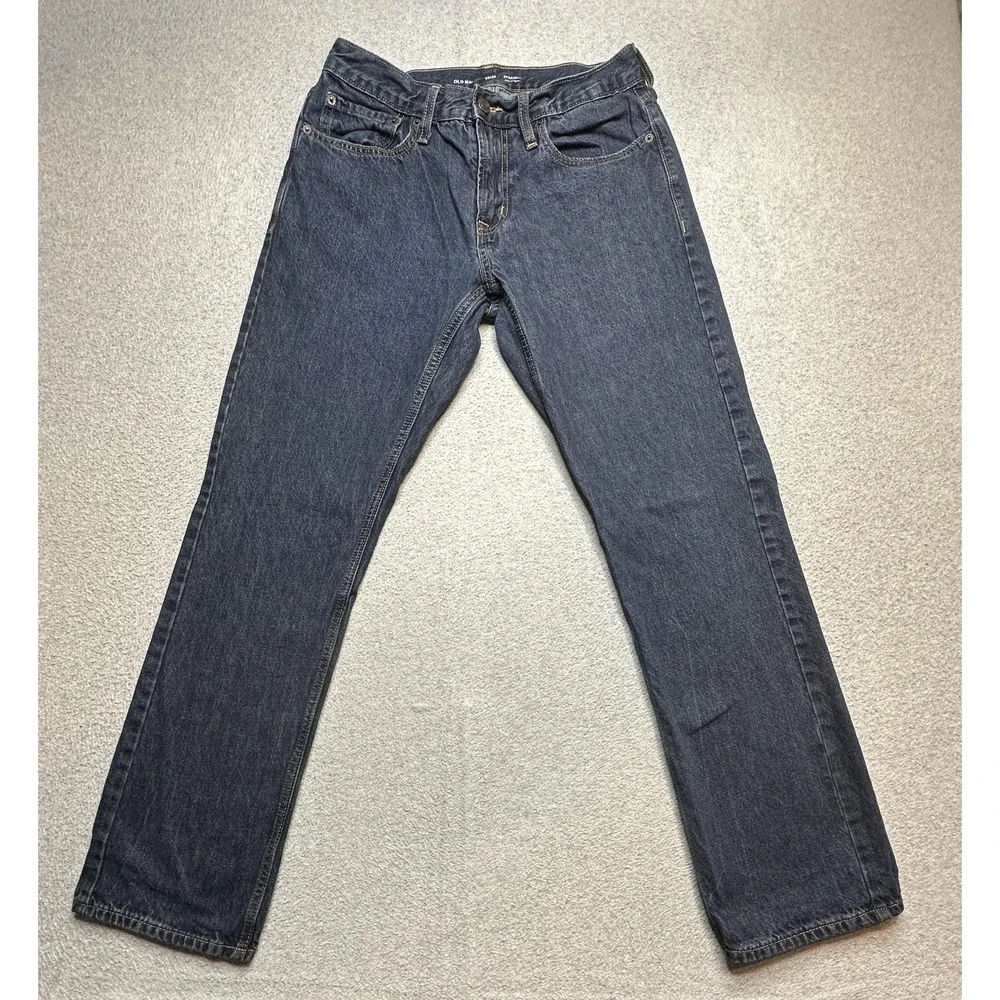 Old‎ Navy Built-In Tough Straight Jeans Mens 32x32 (30x30) Dark Rinse Blue Denim